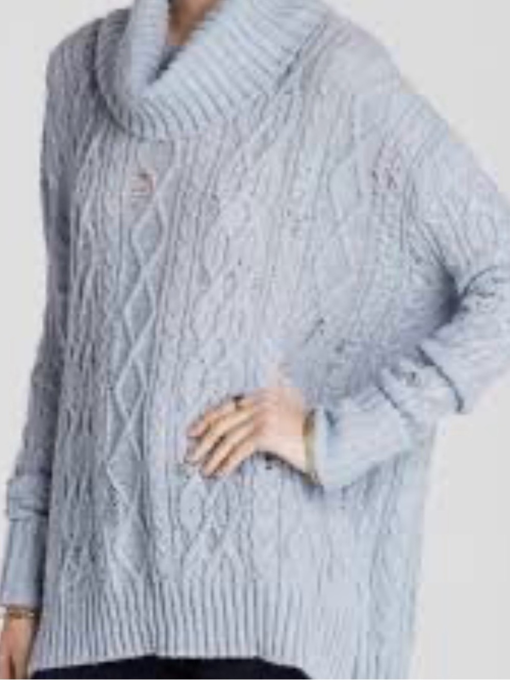 Free People Distressed Complex Cable Knit Sweater